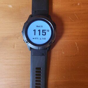 Garmin fēnix® 6X - Pro Solar Edition, Titanium Carbon Gray with  Black band